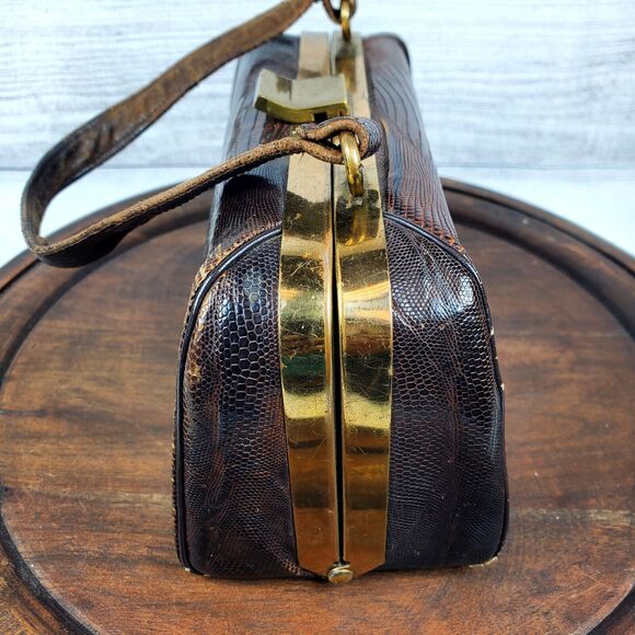Vintage 1940s-50s Revits Exact Match Lizard Alligator Skin Box Style Mini Purse - Picture 4 of 9